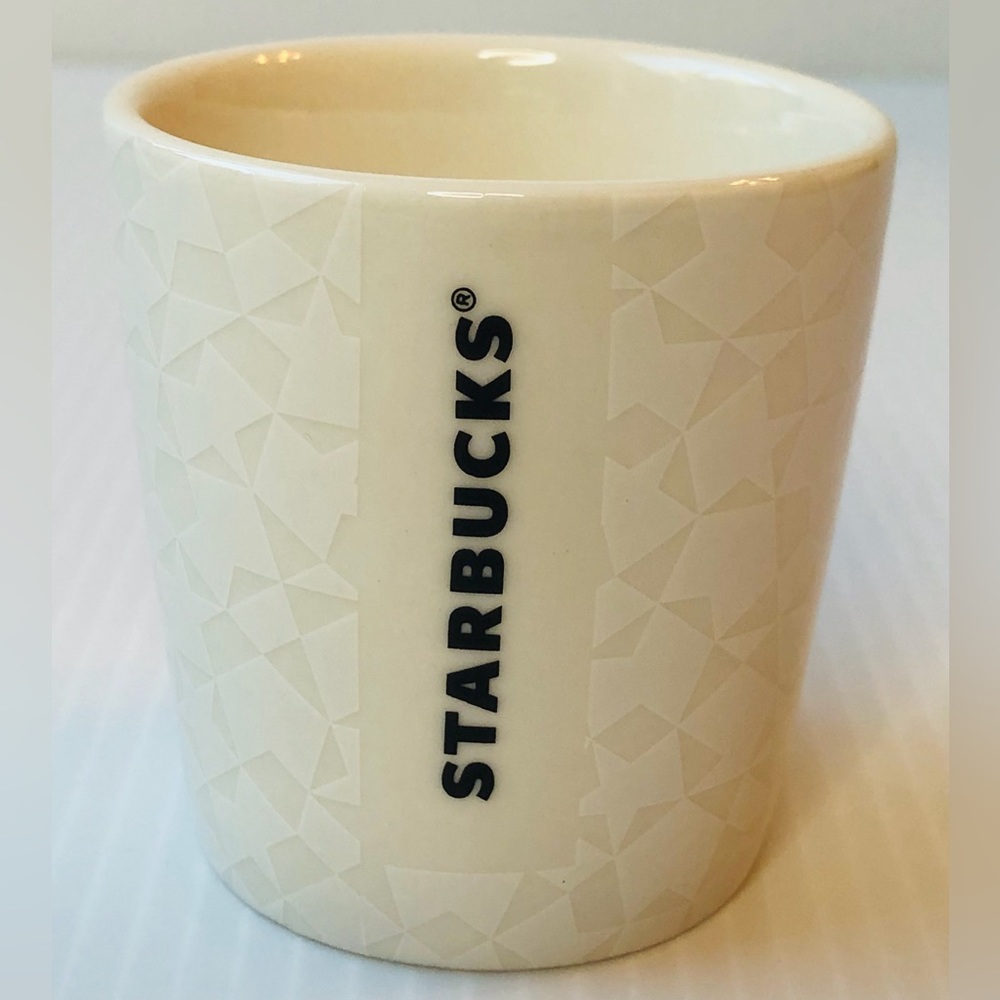 Starbucks White Minimalist Geometric Espresso Shot Ceramic Cup Mini Mug Coffee